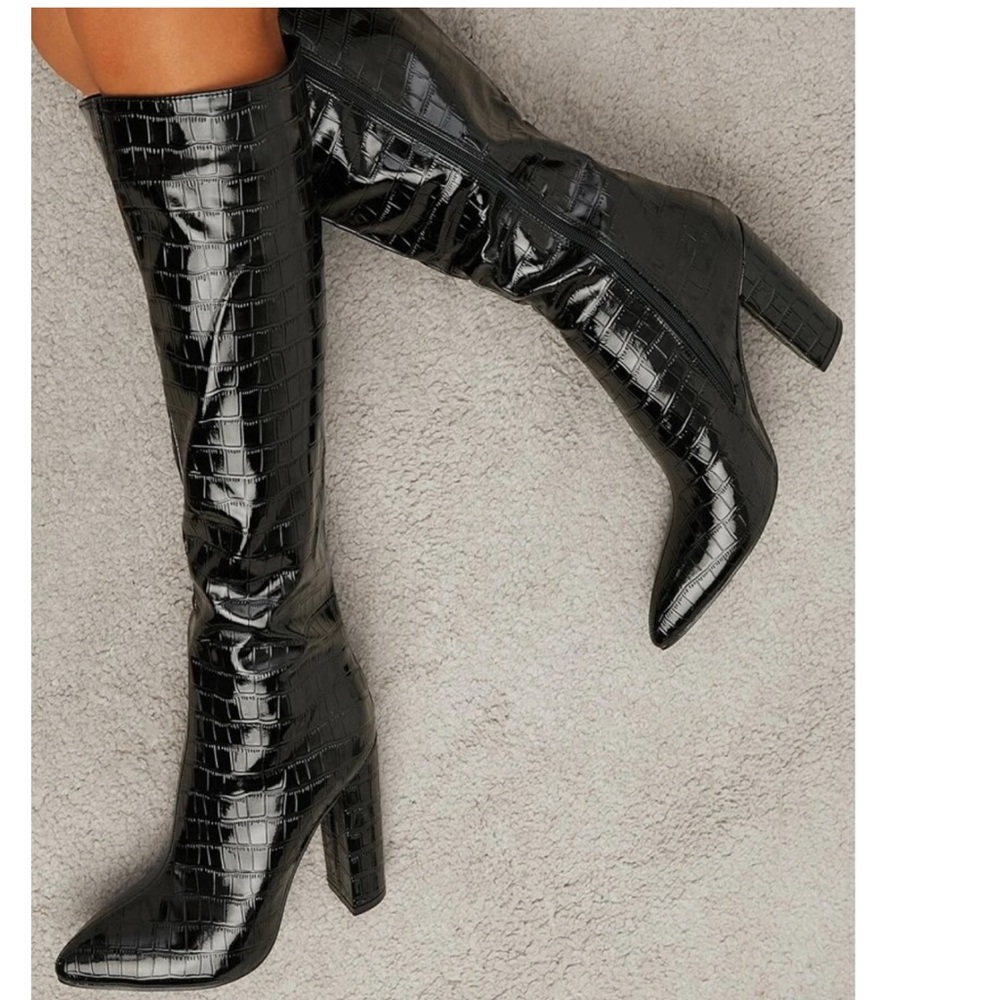 Black Snakeskin Go Go Boots